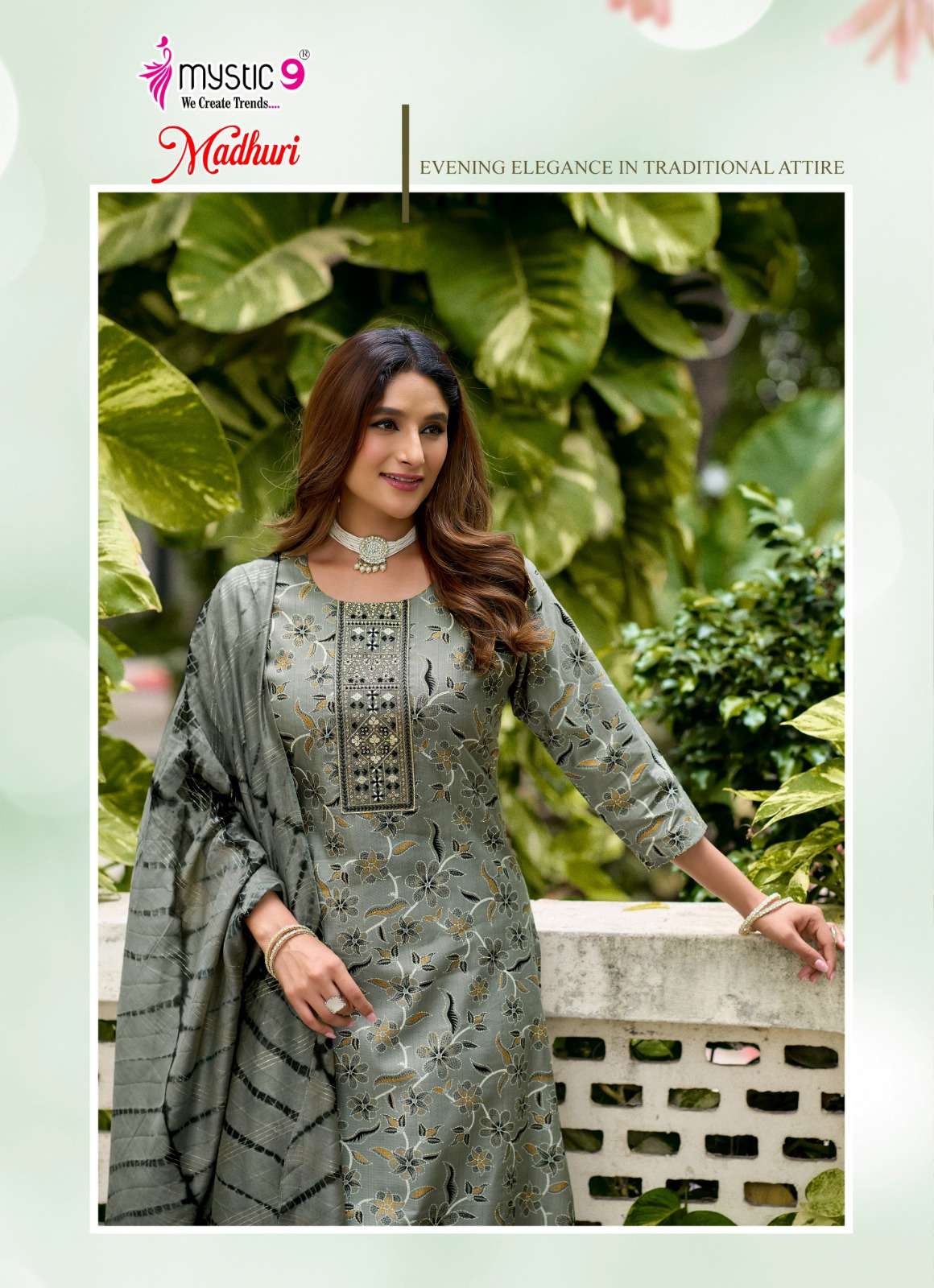 MYSTIC 9 MADHURI VOL 2 VERTICAN FOIL PRINT STRAIGHT CUT CATALOGUE SALWAR SUIT TREND DEALER